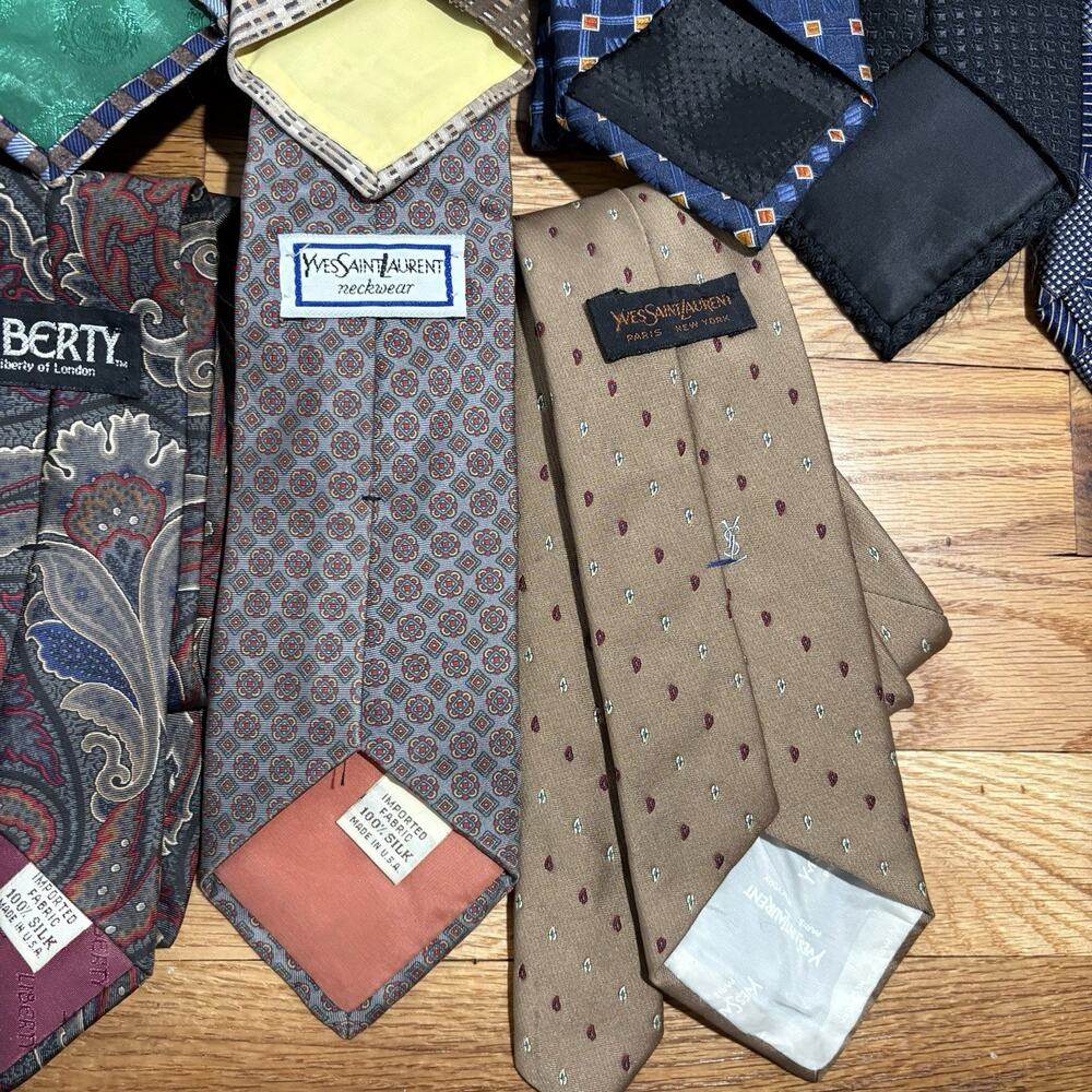 25 Vintage Mens 100% Silk Ties Lot YSL Liberty Hilfiger MIXED COND